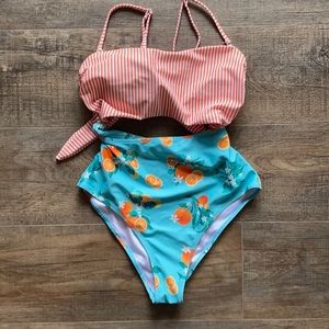 CUTE orange and blue one piece from ZAFUL
